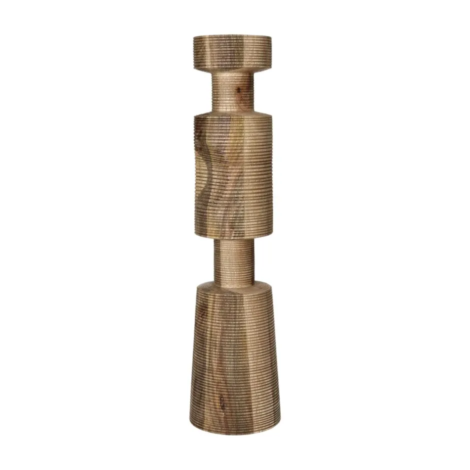 Pomax Chandeliers-ROTELLO - bougeoir - bois de mangier - DIA 12,5 x H 50,5 cm - naturel