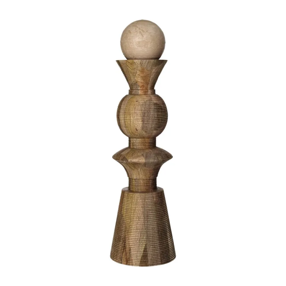 Pomax Chandeliers-ROTELLO - bougeoir - bois de mangier - DIA 13,5 x H 40 cm - naturel