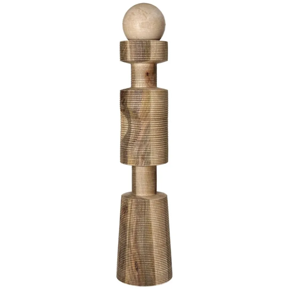 Pomax Chandeliers-ROTELLO - bougeoir - bois de mangier - DIA 12,5 x H 50,5 cm - naturel