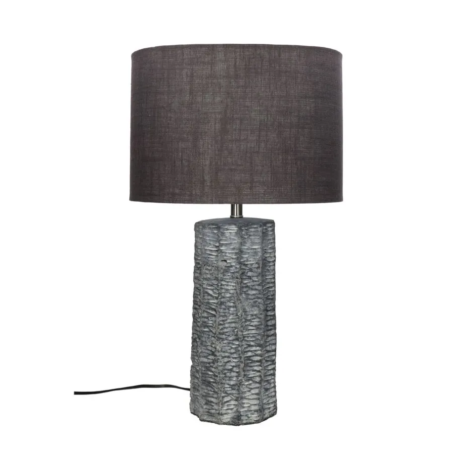 Pomax Lampes De Table-RUSSEL - lampe de table - faïence / lin - DIA 33 x H 56,5 cm - gris foncé