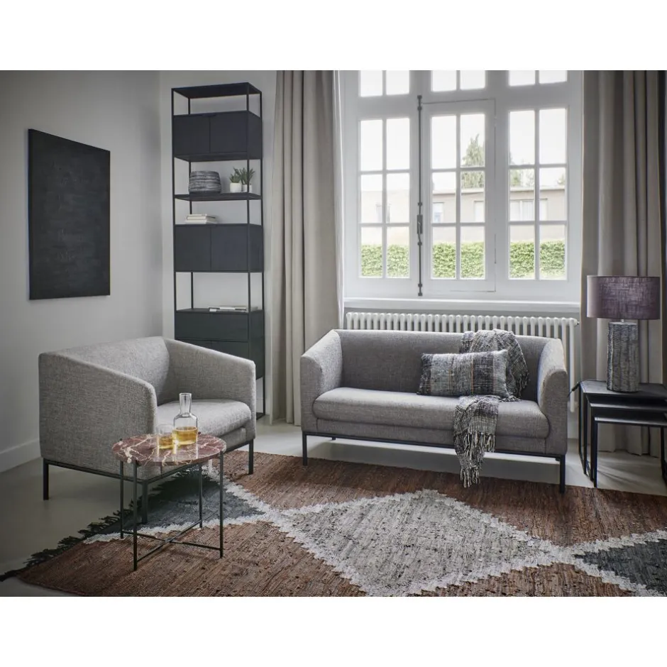 Pomax Lampes De Table-RUSSEL - lampe de table - faïence / lin - DIA 38 x H 66 cm - gris foncé