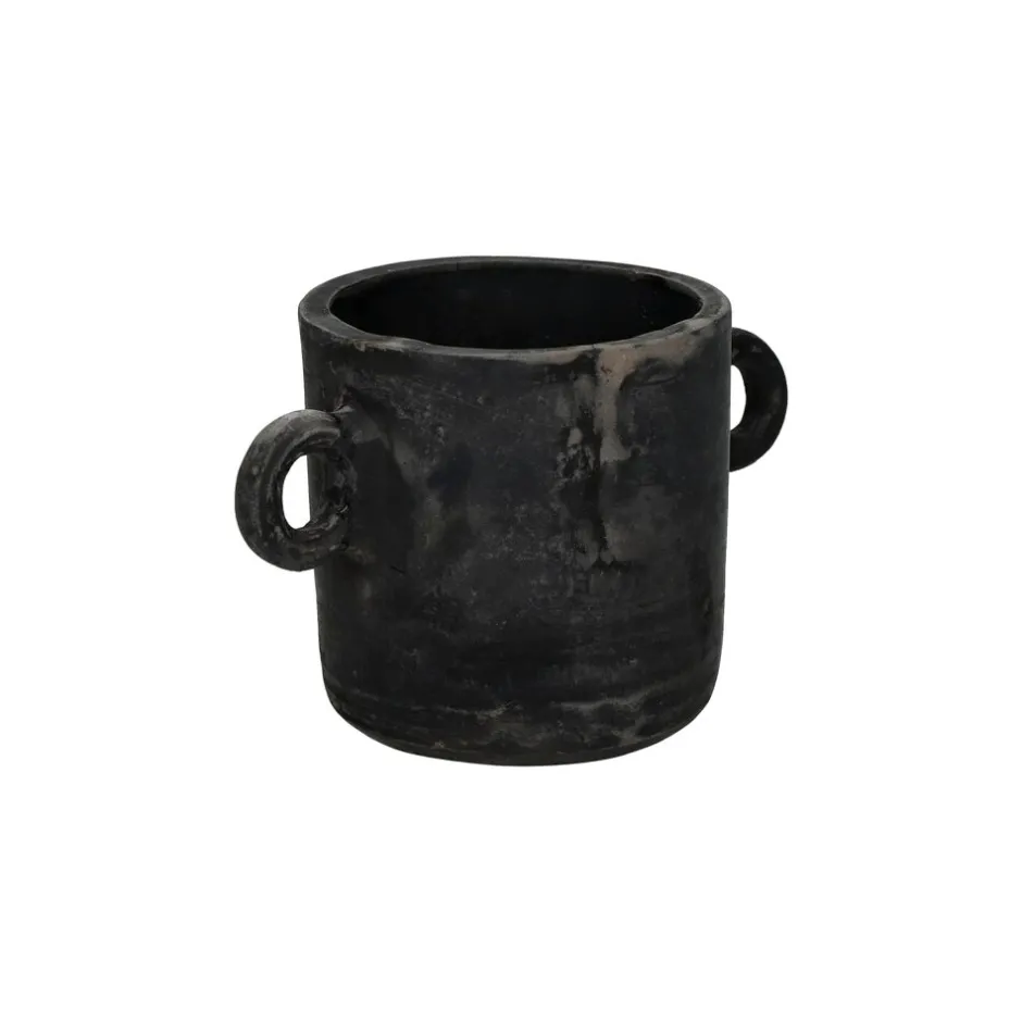 Pomax Cache-pots-SAGGAR - pot à fleurs - terracotta - L 18,5 x W 11,5 x H 11,5 cm - noir
