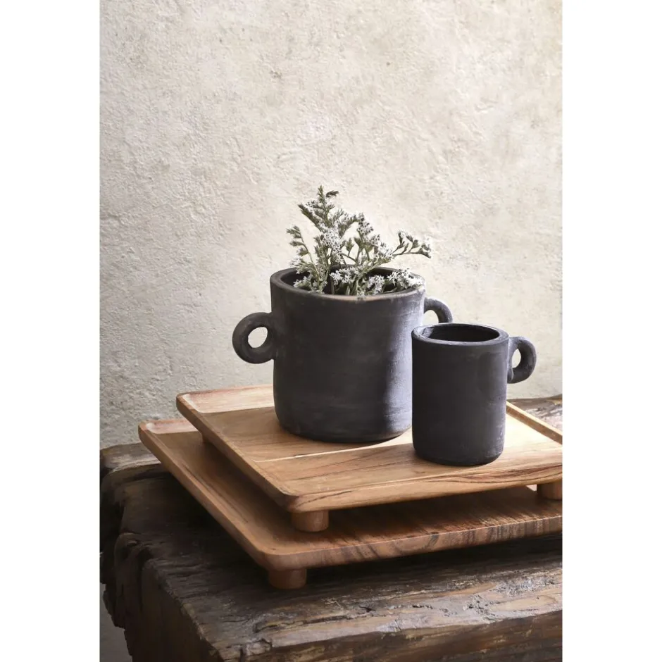Pomax Cache-pots-SAGGAR - pot à fleurs - terracotta - L 18,5 x W 11,5 x H 11,5 cm - noir