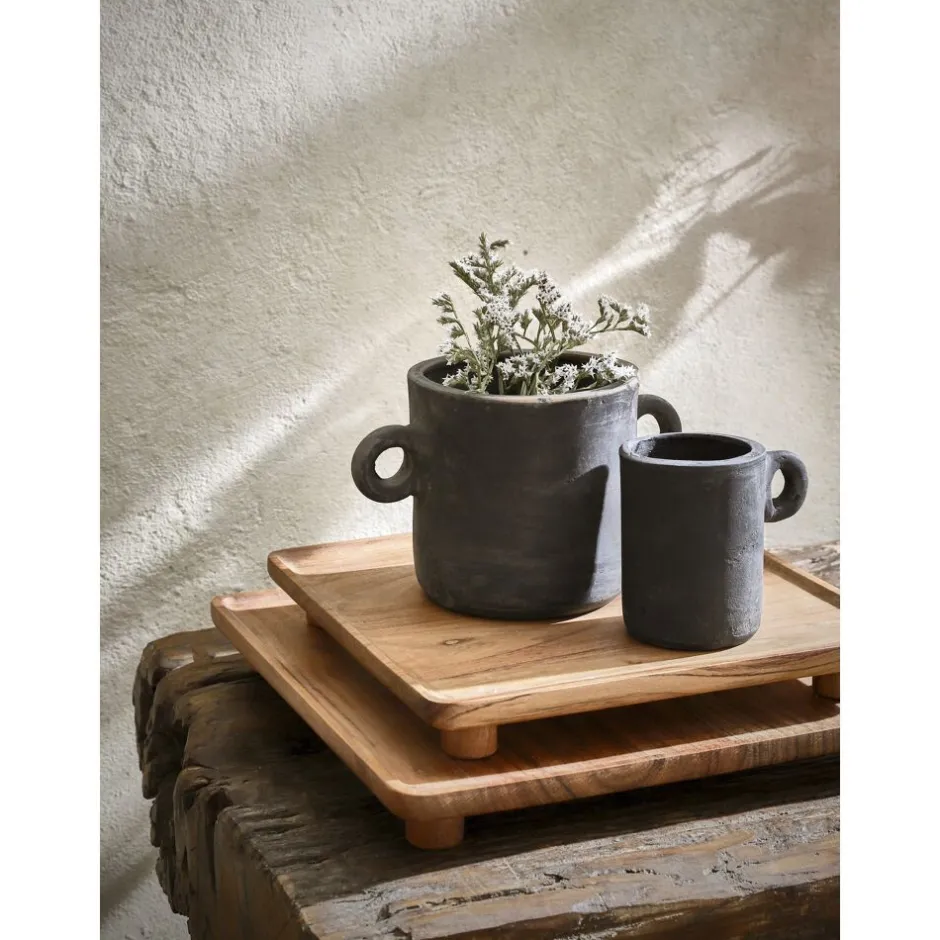 Pomax Cache-pots-SAGGAR - pot à fleurs - terracotta - L 18,5 x W 11,5 x H 11,5 cm - noir