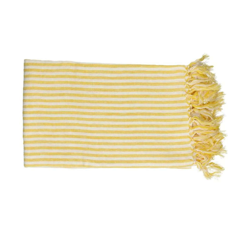Pomax Plaids-SAINT-TROPEZ - plaid/nappe de table - lin - L 170 x W 130 cm - jaune