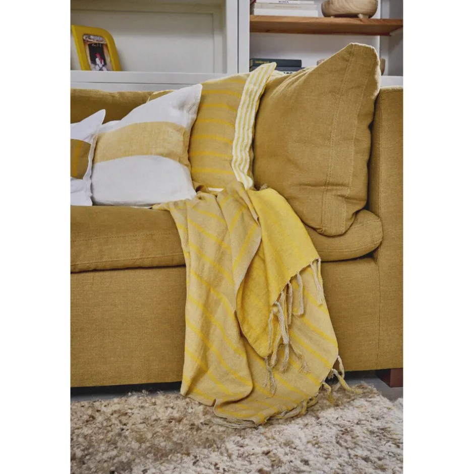 Pomax Plaids-SAINT-TROPEZ - plaid/nappe de table - lin - L 170 x W 130 cm - jaune
