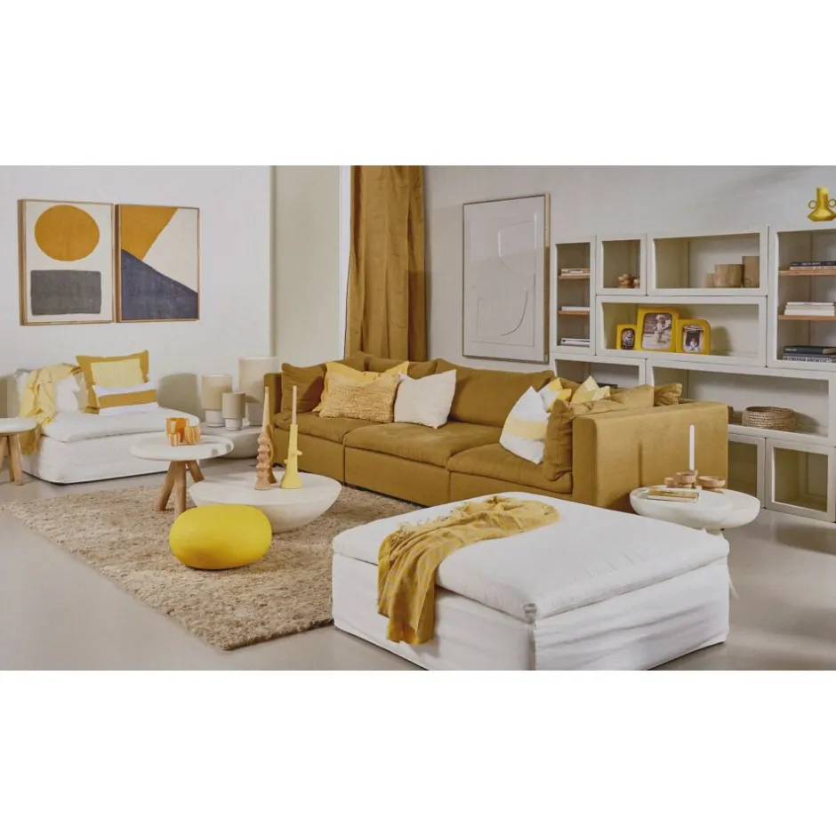 Pomax Plaids-SAINT-TROPEZ - plaid/nappe de table - lin - L 170 x W 130 cm - jaune