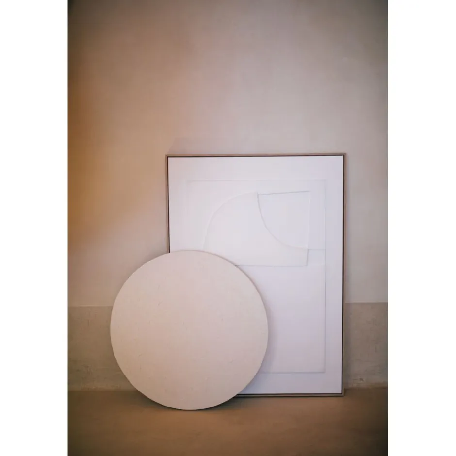 Pomax Tableau / Déco Murale-SALERNO - toile - polyester / mdf - DIA 90 x W 4 cm - blanc cassé