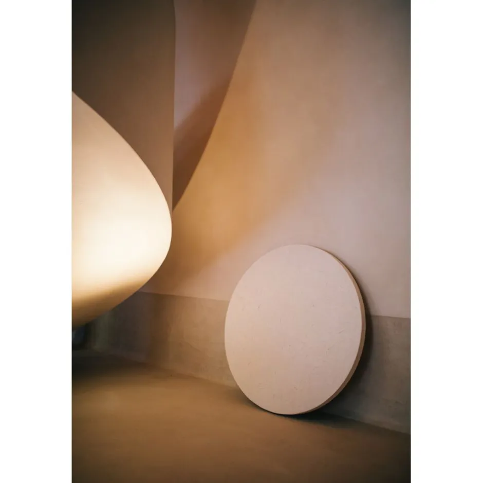 Pomax Tableau / Déco Murale-SALERNO - toile - polyester / mdf - DIA 90 x W 4 cm - blanc cassé