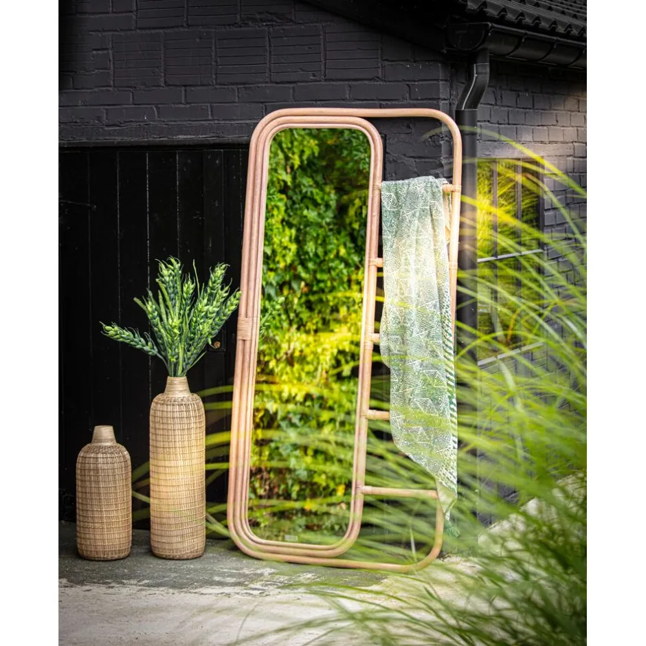 Pomax Miroirs-SAMUEL - miroir - rotin - L 85 x W 4 x H 180 cm - naturel