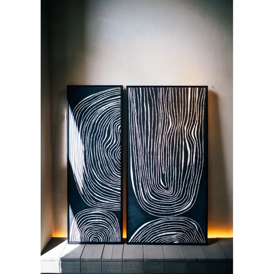 Pomax Tableau / Déco Murale-SESTRI - toile avec cadre - polyester / bois de pin - L 63 x W 4,3 x H 123 cm - noir