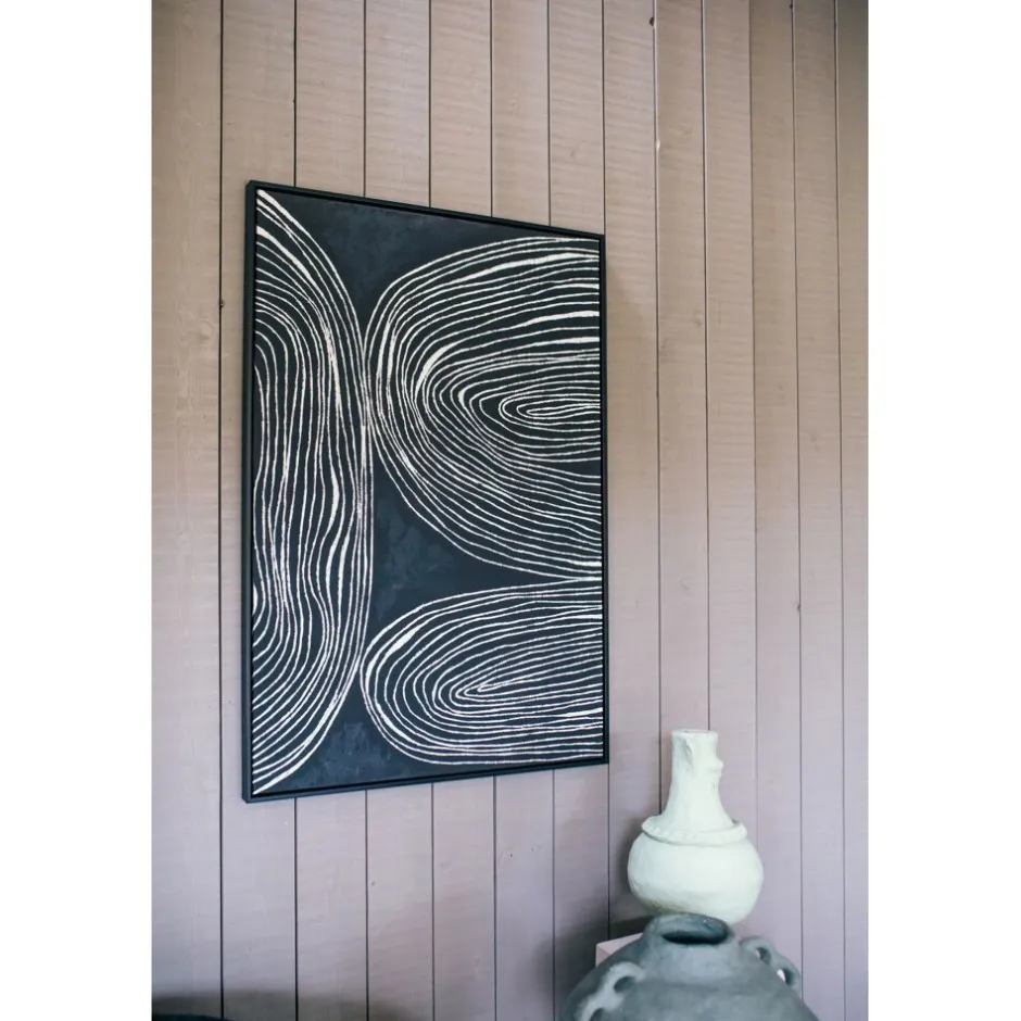 Pomax Tableau / Déco Murale-SESTRI - toile avec cadre - polyester / bois de pin - L 83 x W 4,3 x H 123 cm - noir