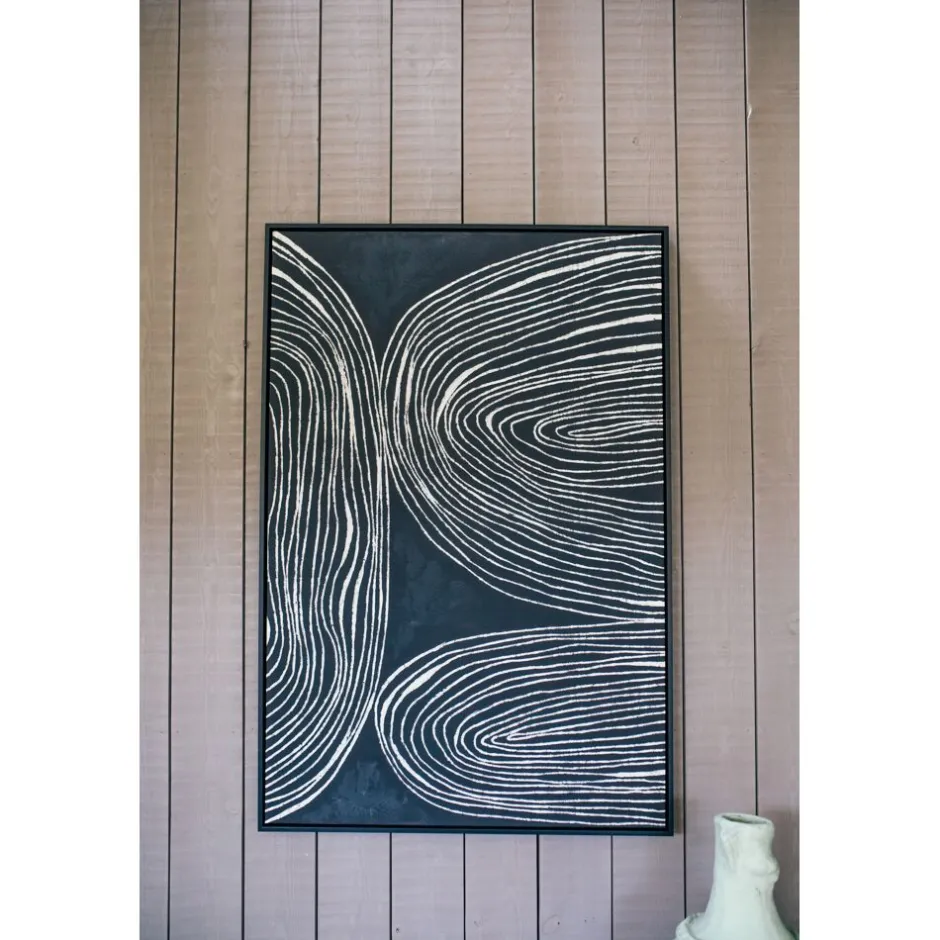 Pomax Tableau / Déco Murale-SESTRI - toile avec cadre - polyester / bois de pin - L 83 x W 4,3 x H 123 cm - noir