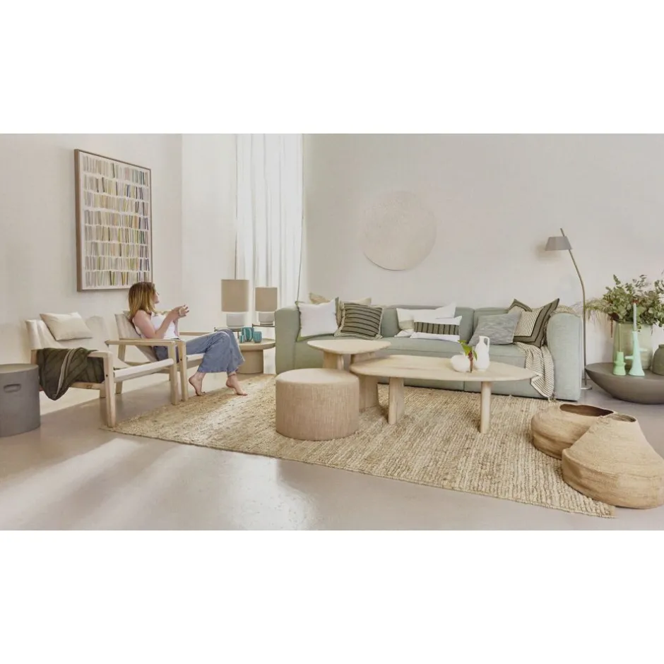 Pomax Canapés-SIESTA - chaise - bois de mangier / coton - L 64 x W 76 x H 69 cm - naturel