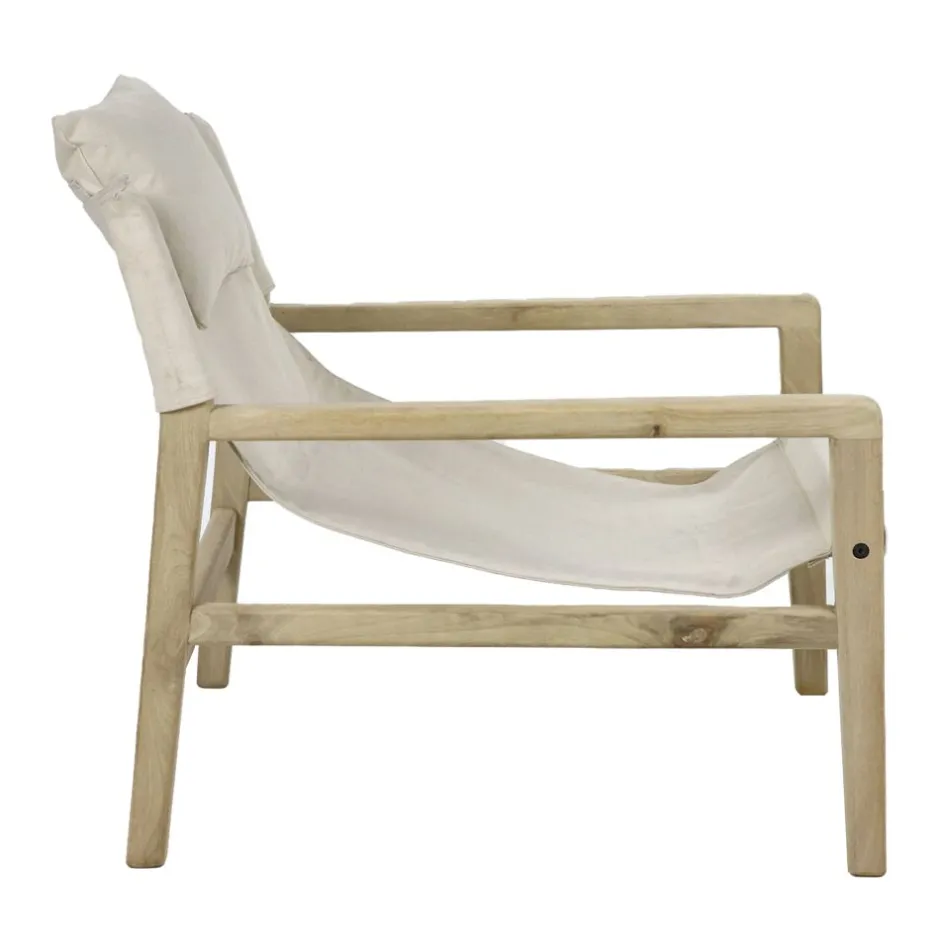 Pomax Canapés-SIESTA - chaise - bois de mangier / coton - L 64 x W 76 x H 69 cm - naturel