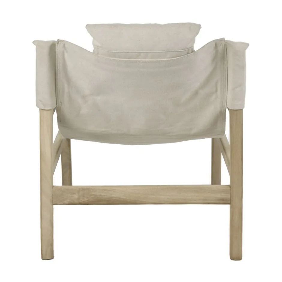 Pomax Canapés-SIESTA - chaise - bois de mangier / coton - L 64 x W 76 x H 69 cm - naturel