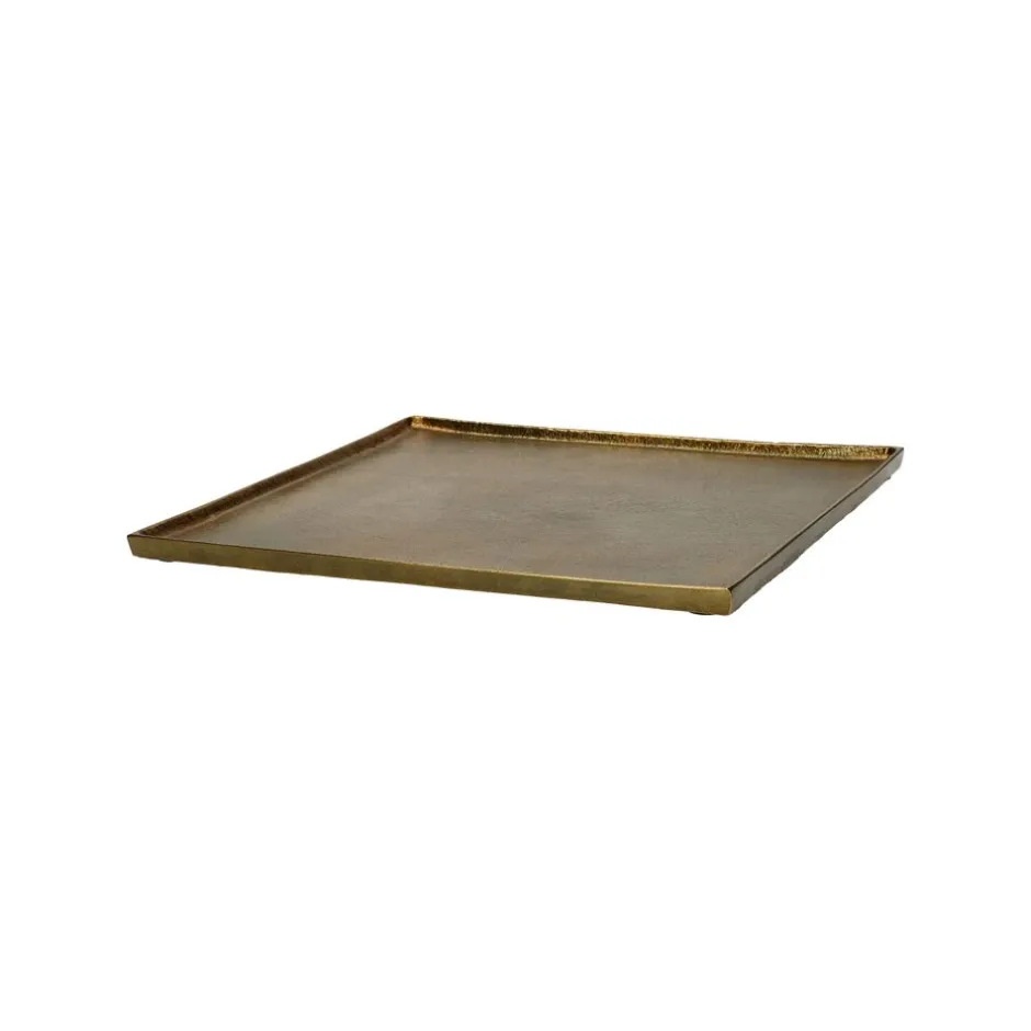Pomax Bols & Paniers-SINCLAIR - plat - aluminium - L 29,5 x W 29,5 x H 1,5 cm - brass