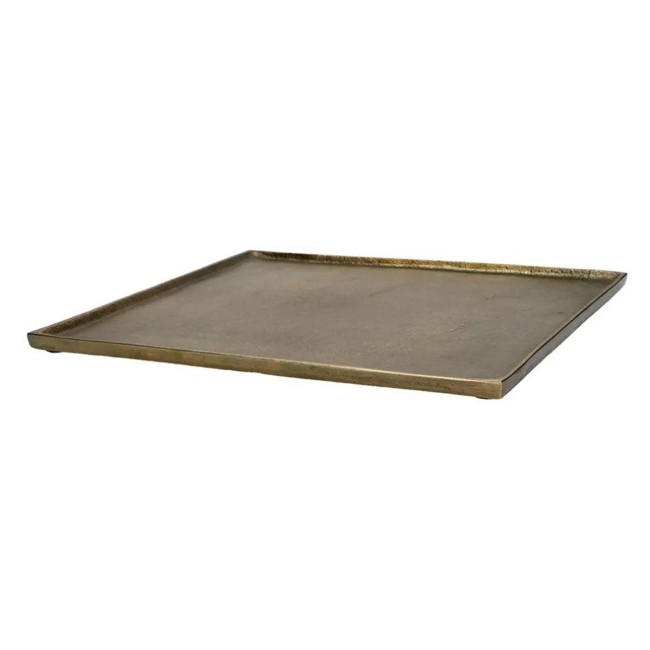 Pomax Bols & Paniers-SINCLAIR - plat - aluminium - L 39 x W 39 x H 1,5 cm - brass