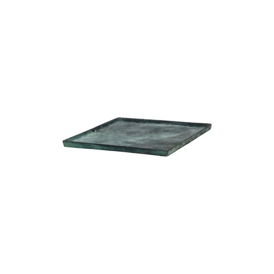 Pomax Bols & Paniers-SINCLAIR - plat - aluminium - L 20 x W 20 x H 1,5 cm - vert