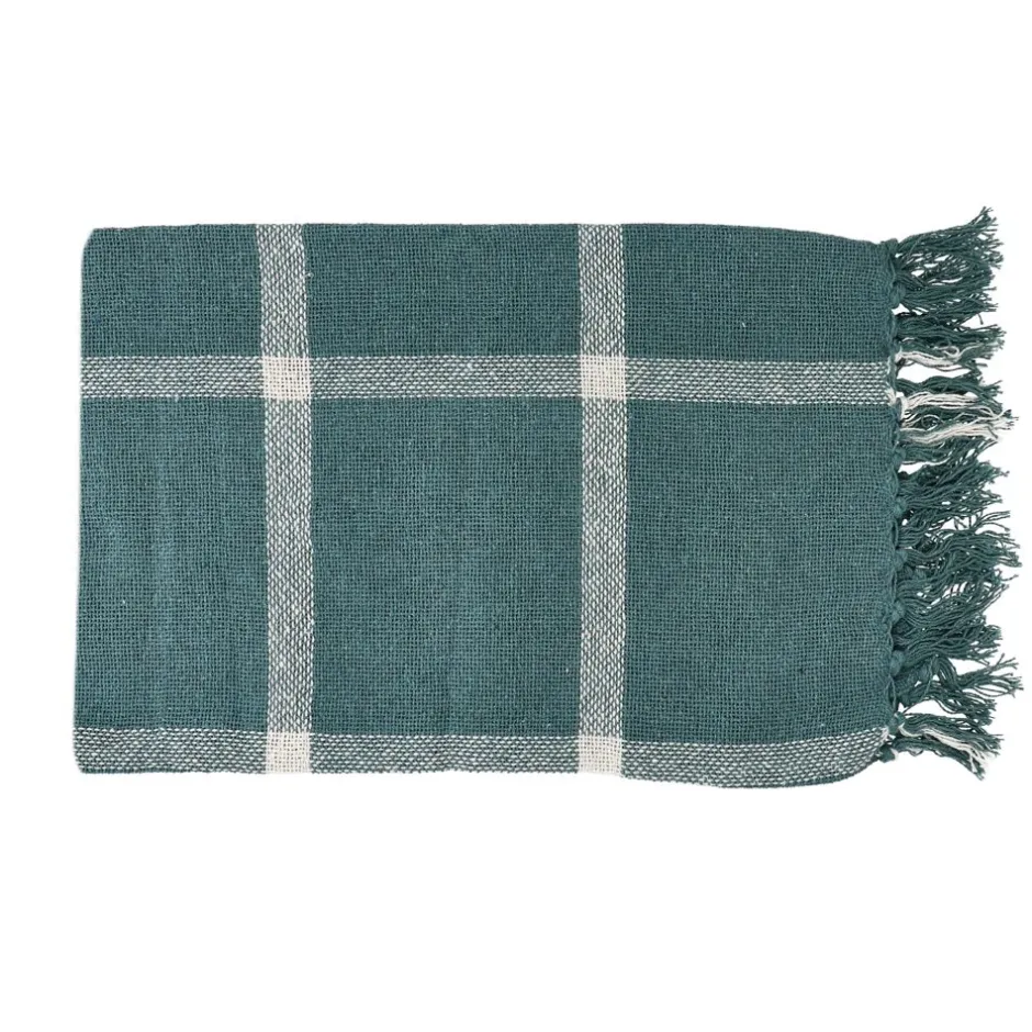 Pomax Plaids-SOUK - plaid - coton - L 170 x W 130 cm - vert forêt