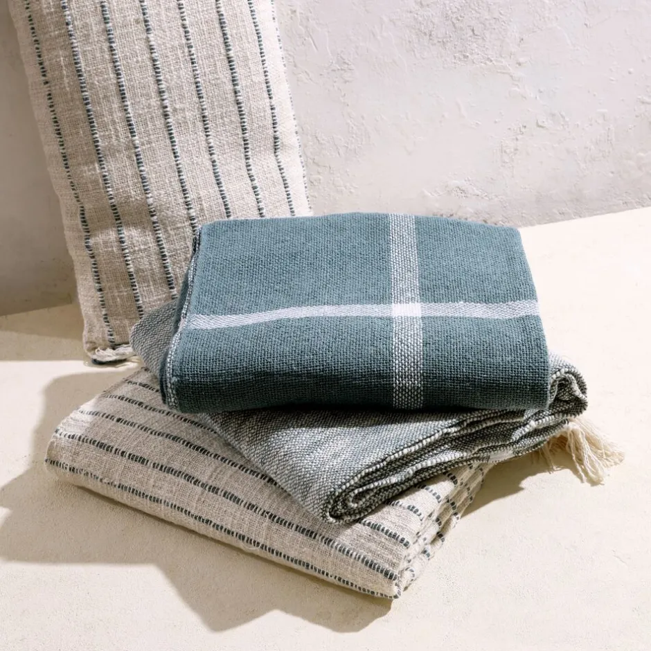 Pomax Plaids-SOUK - plaid - coton - L 170 x W 130 cm - vert forêt