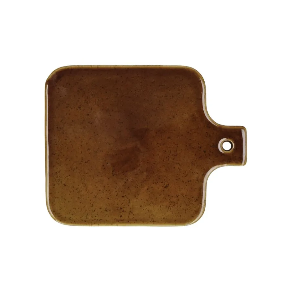 Pomax Vaisselle-SPIRO - assiete de présentation - grès - L 20 x W 16 x H 0,7 cm - brun