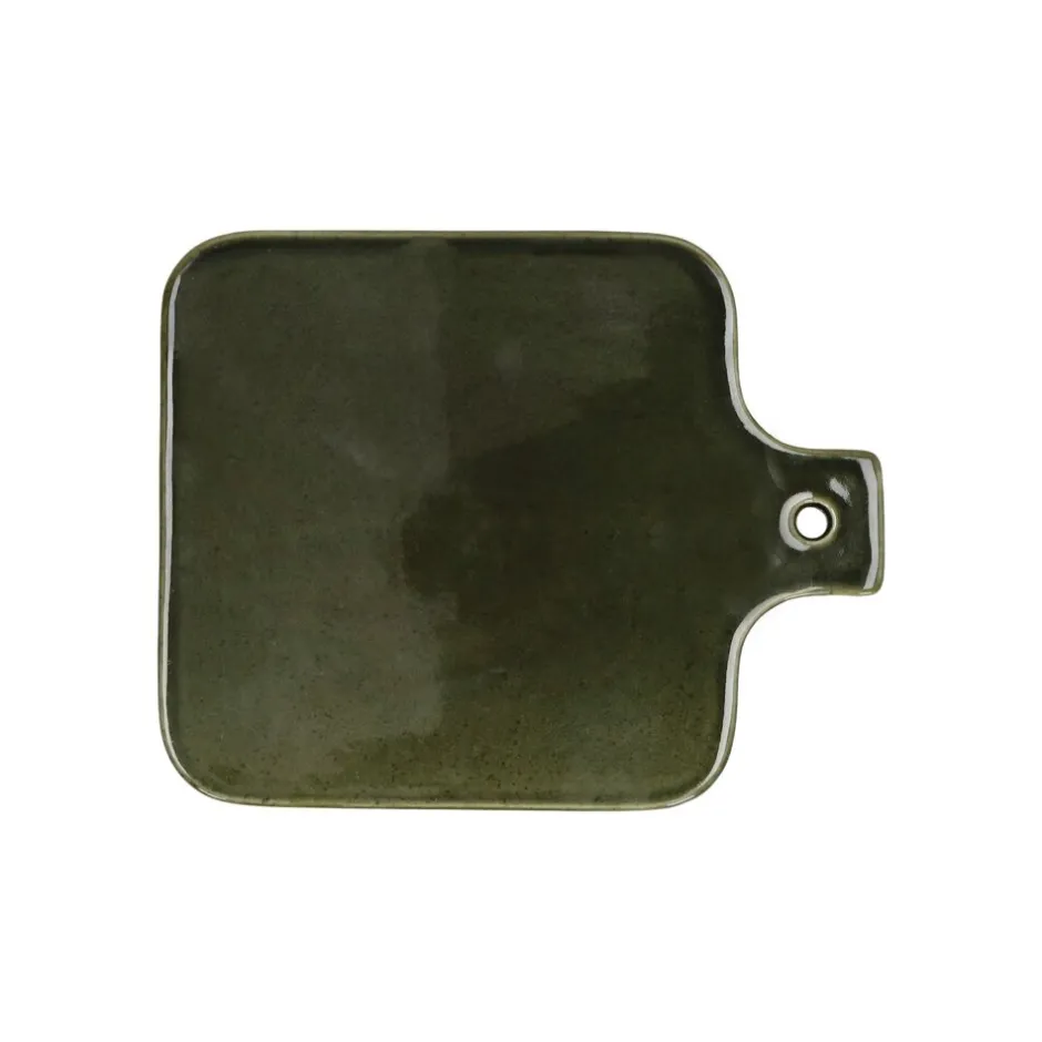 Pomax Vaisselle-SPIRO - assiete de présentation - grès - L 20 x W 16 x H 0,7 cm - vert foncé