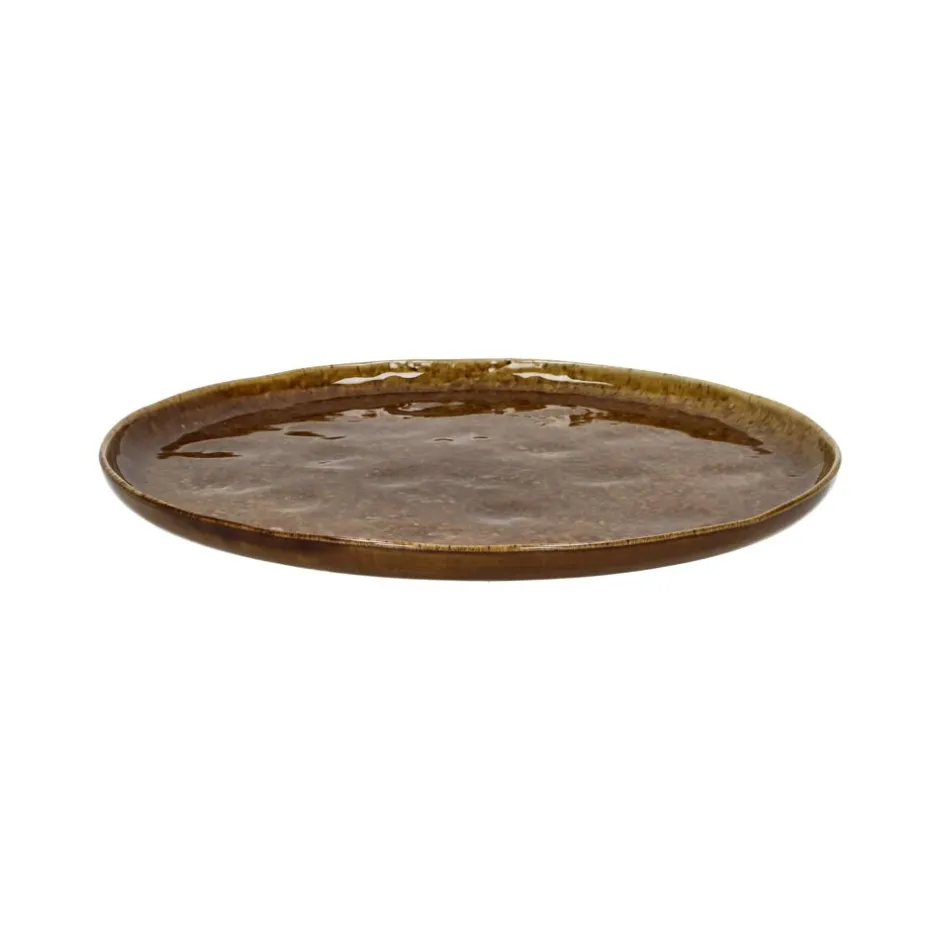 Pomax Vaisselle-SPIRO - assiette à dessert - grès - DIA 21 cm x H 1,5 cm - brun