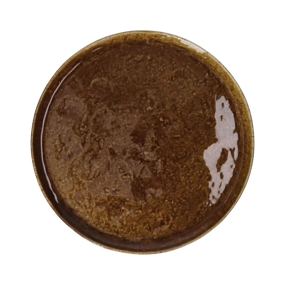 Pomax Vaisselle-SPIRO - assiette à dessert - grès - DIA 21 cm x H 1,5 cm - brun