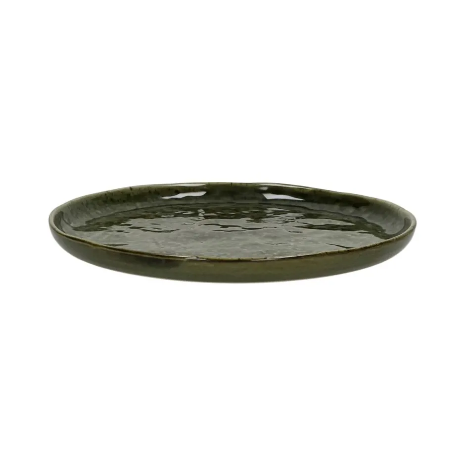 Pomax Vaisselle-SPIRO - assiette à dessert - grès - DIA 21 cm x H 1,5 cm - vert foncé