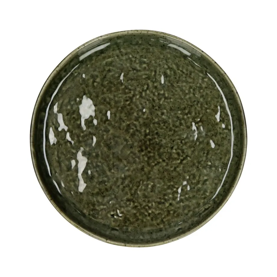 Pomax Vaisselle-SPIRO - assiette à dessert - grès - DIA 21 cm x H 1,5 cm - vert foncé
