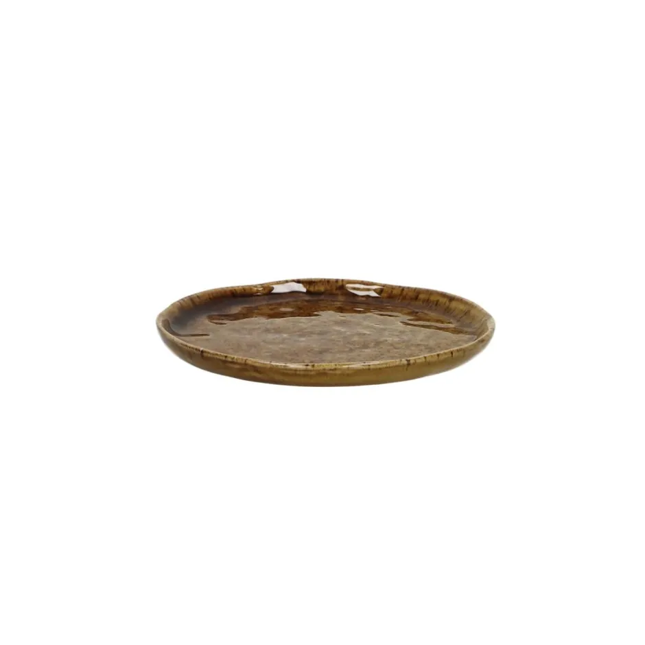 Pomax Vaisselle-SPIRO - assiette apéritif - grès - DIA 12 cm x H 1 cm - brun