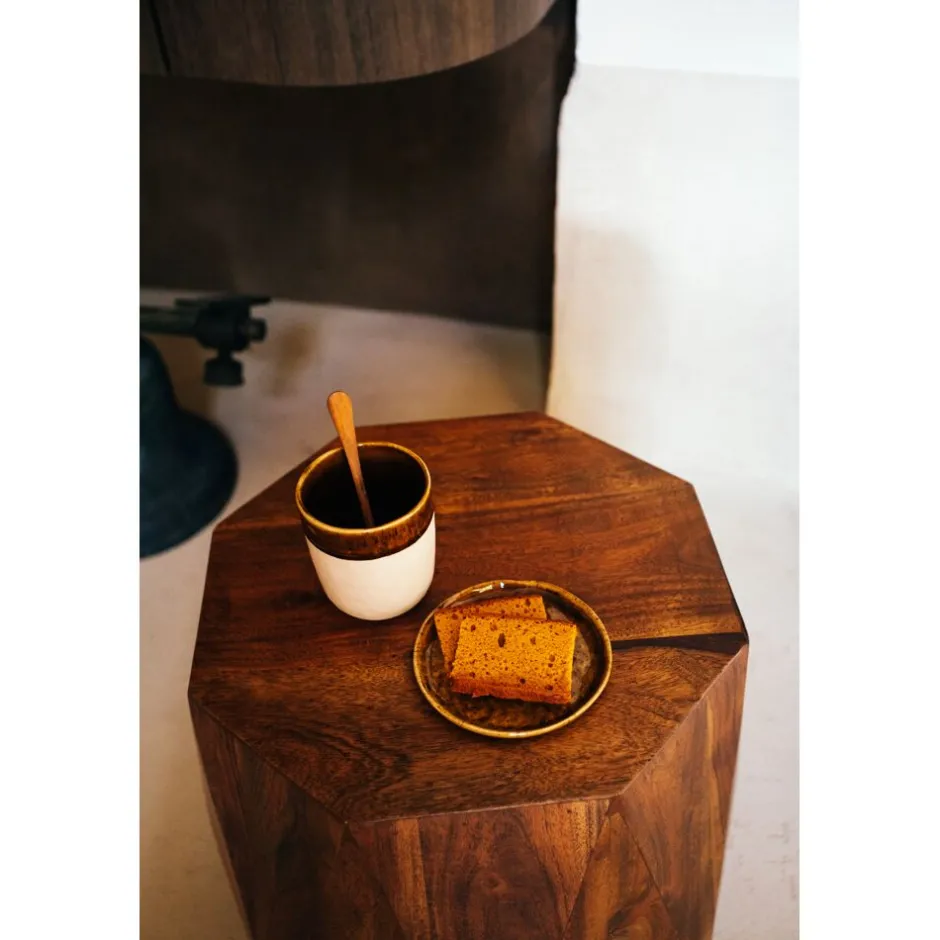 Pomax Vaisselle-SPIRO - assiette apéritif - grès - DIA 12 cm x H 1 cm - brun