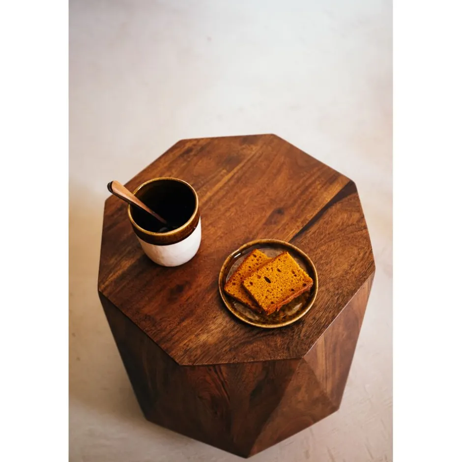 Pomax Vaisselle-SPIRO - assiette apéritif - grès - DIA 12 cm x H 1 cm - brun
