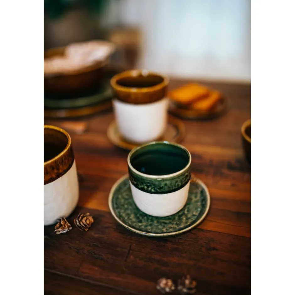 Pomax Vaisselle-SPIRO - assiette apéritif - grès - DIA 12 cm x H 1 cm - vert foncé