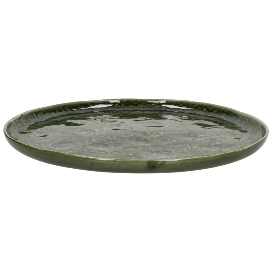 Pomax Vaisselle-SPIRO - assiette plate - grès - DIA 27 cm x 1,5 cm - vert foncé