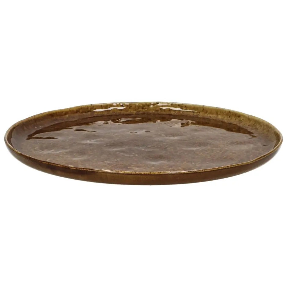 Pomax Vaisselle-SPIRO - assiette plate - grès - DIA 27 cm x H 1,5 cm - brun