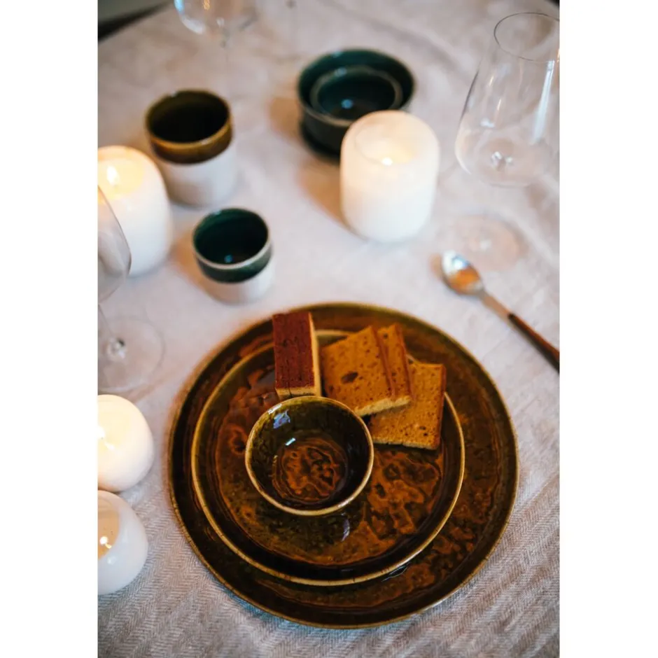 Pomax Vaisselle-SPIRO - assiette plate - grès - DIA 27 cm x H 1,5 cm - brun