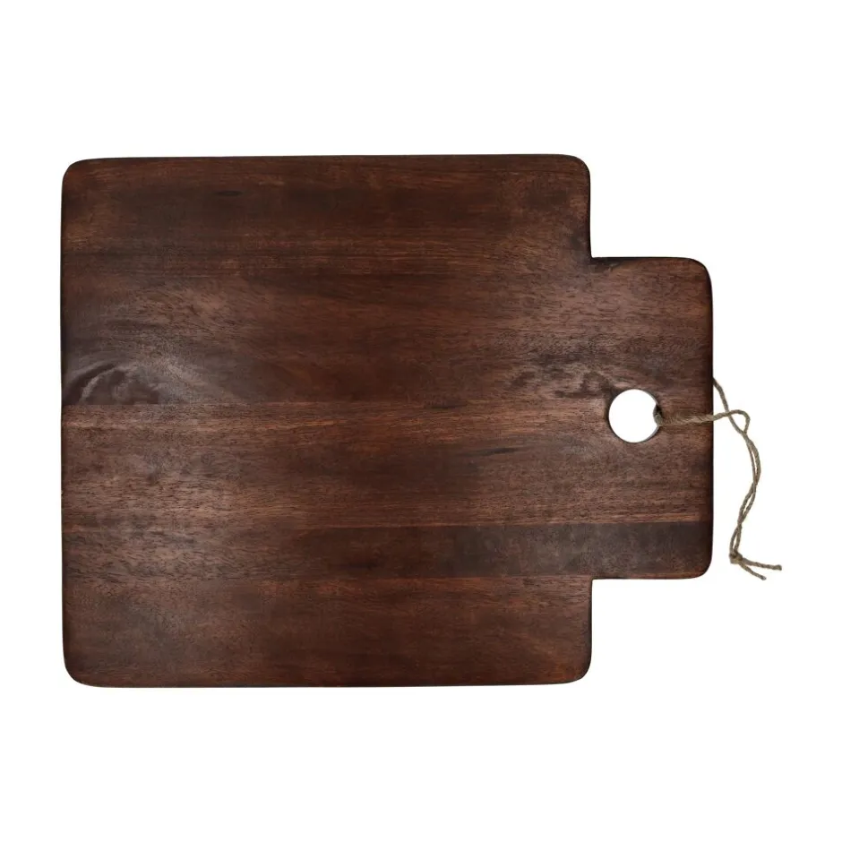 Pomax Saladiers / Plats À Servir-STANFORD - planche de service - bois de mangier / jute - L 47 x W 38 x H 1 cm - brun