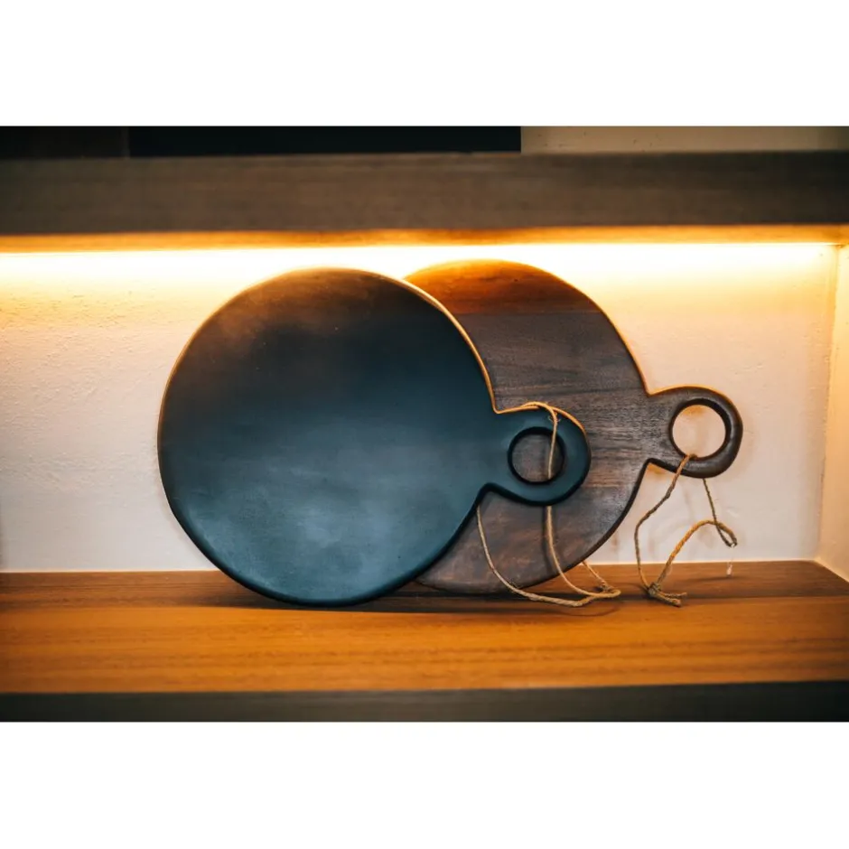 Pomax Saladiers / Plats À Servir-STANFORD - planche de service - bois de mangier / jute - L 45 x W 35 x H 1 cm - brun