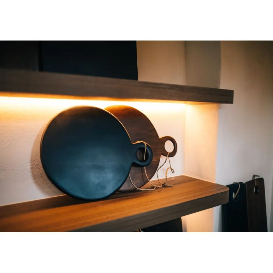 Pomax Saladiers / Plats À Servir-STANFORD - planche de service - bois de mangier / jute - L 45 x W 35 x H 1 cm - brun