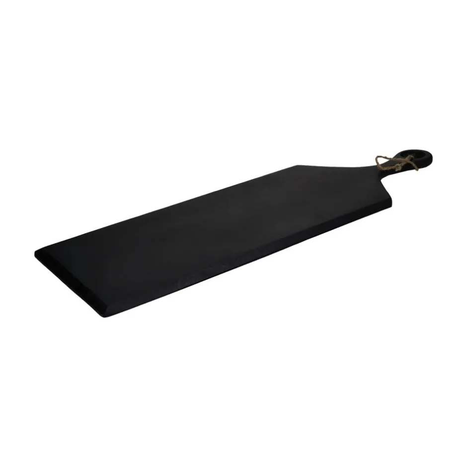 Pomax Saladiers / Plats À Servir-STANFORD - planche de service - bois de mangier / jute - L 70 x W 25 x H 1 cm - noir
