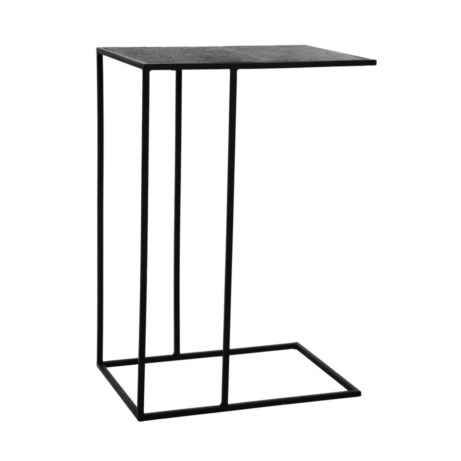 Pomax Tables Basses | Tables-STRAVO - table d'appoint - métal / aluminium - L 50 x W 35 x H 75 cm - noir