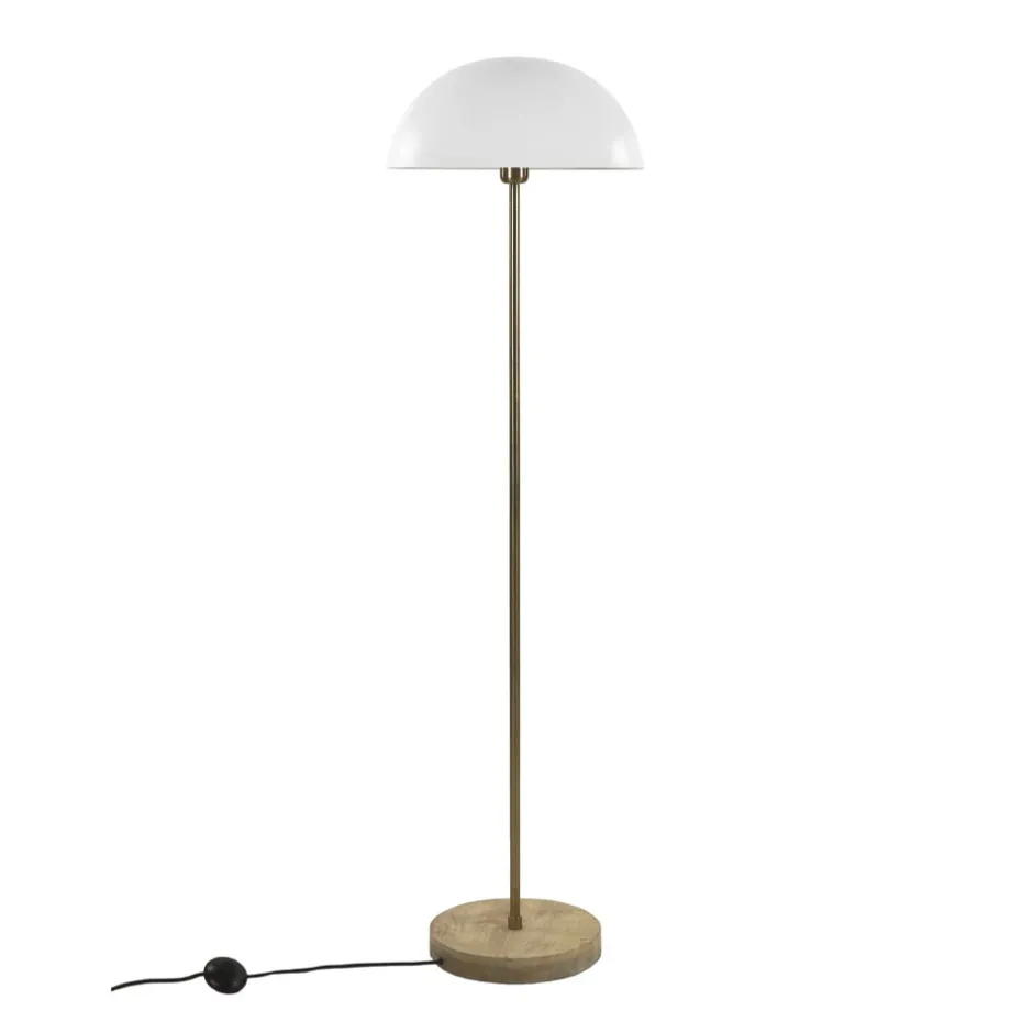 Pomax Lampadaires-SUZETTE - lampadaire - fer / bois de manguier - DIA 39 x H 144 cm - blanc