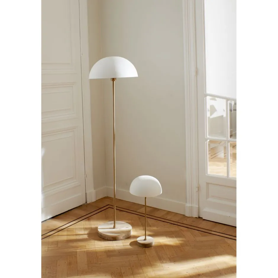 Pomax Lampadaires-SUZETTE - lampadaire - fer / bois de manguier - DIA 39 x H 144 cm - blanc