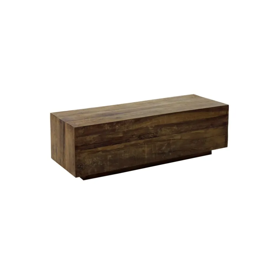 Pomax Tables Basses | Tables-TEMBA - table basse - bois récupéré - L 95 x W 35 x H 30 cm - brun