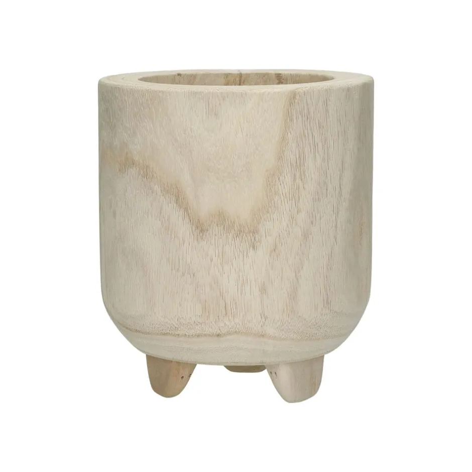 Pomax Cache-pots-TOMENTOSA - pot à fleurs - bois de paulownia - DIA 17 x H 19 cm - naturel