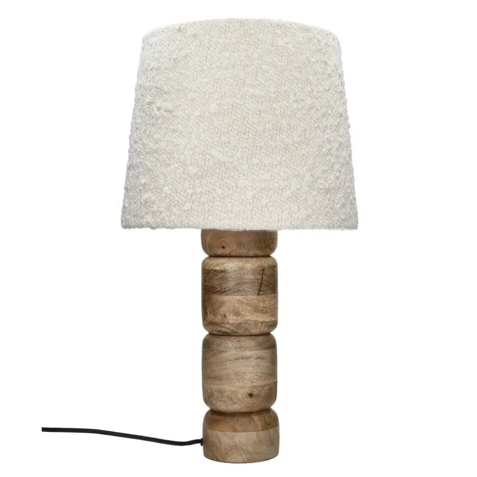 Pomax Lampes De Table-TRENTO - lampe de table - bois de mangier / tissu - DIA 31 x H 56 cm - naturel