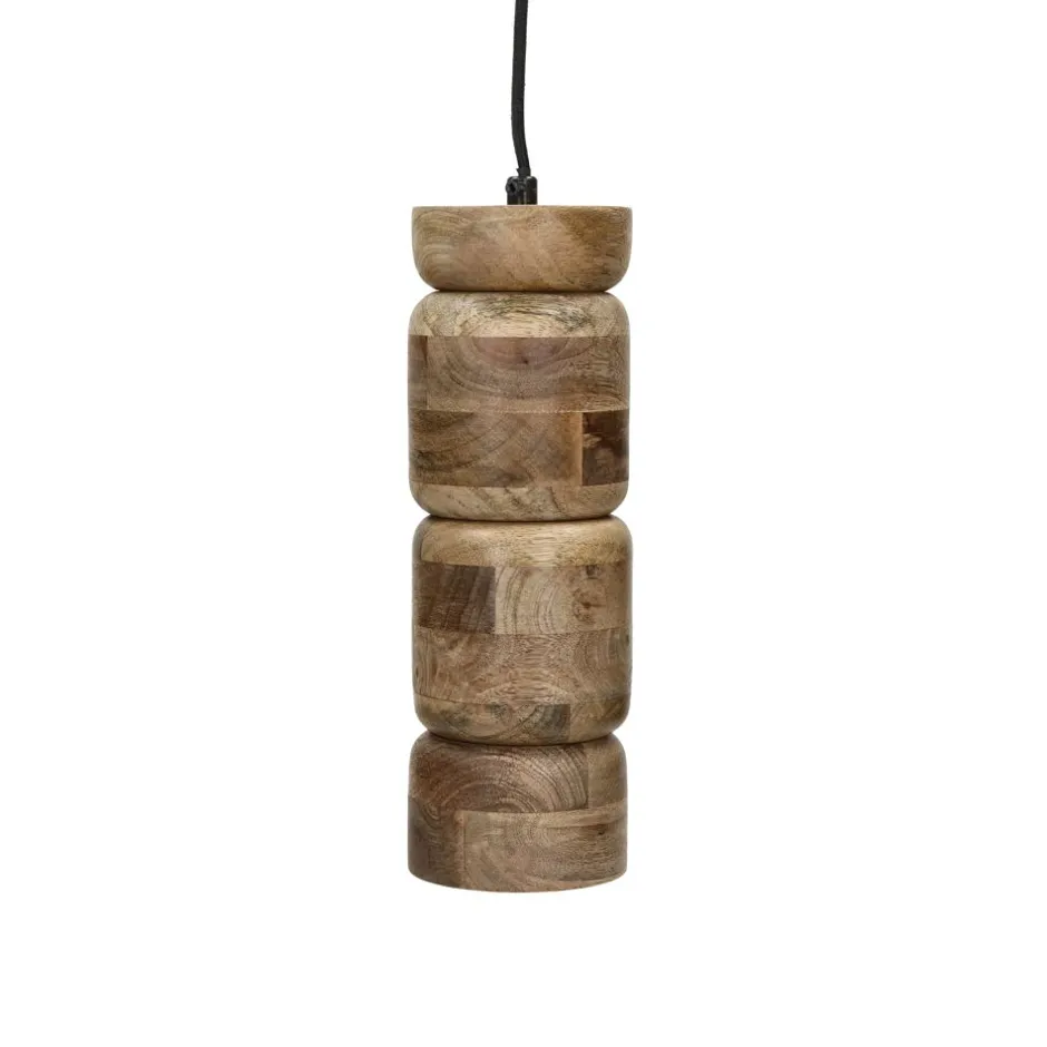 Pomax Suspensions-TRENTO - lampe suspendue - bois de mangier - DIA 10 x H 32 cm - naturel