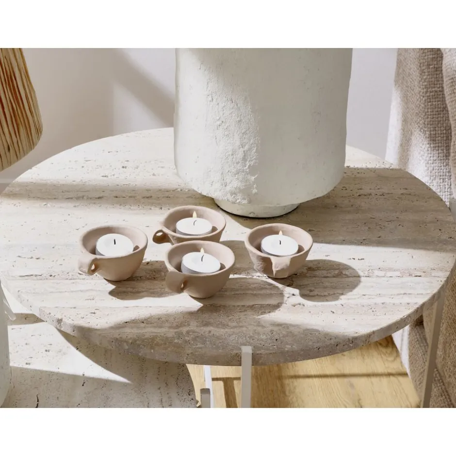 Pomax Concepts Modulaires-TREVI - dessus de table - travertin - DIA 45 x H 2 cm - ivoire
